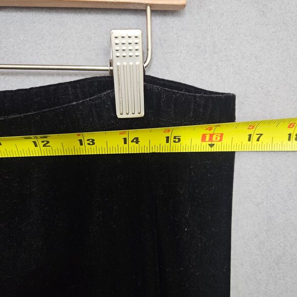 Eileen Fisher Women's L Velour Stretchy Pants Black Velvet Pull-On Pant Ankle - Picture 4 of 6